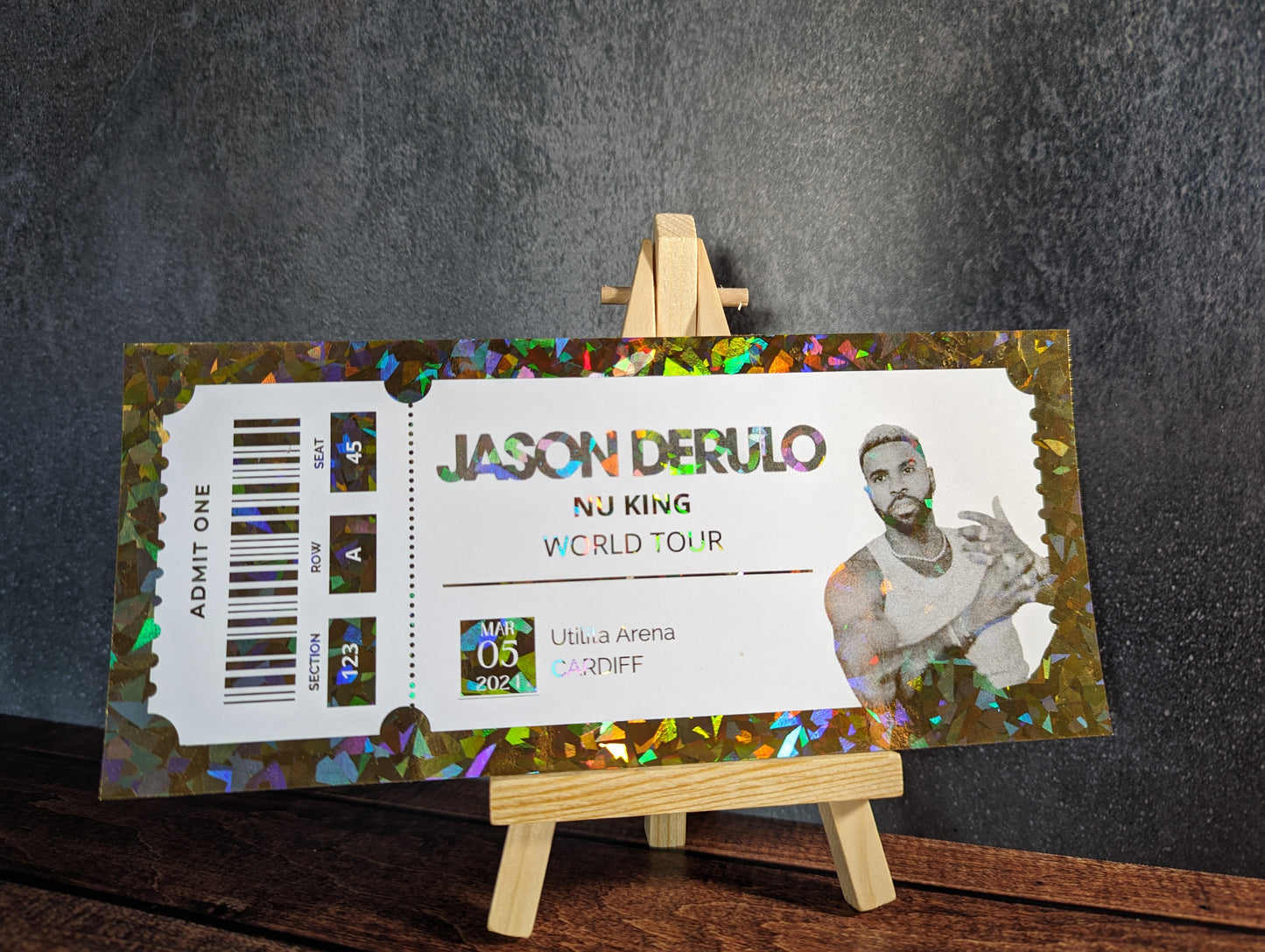 Personalised foil concert ticket - keepsake, gift