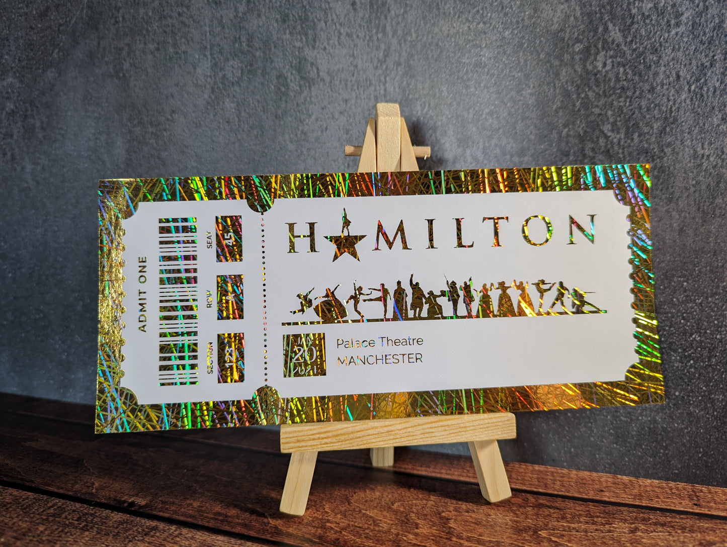 Personalised foil concert ticket - keepsake, gift