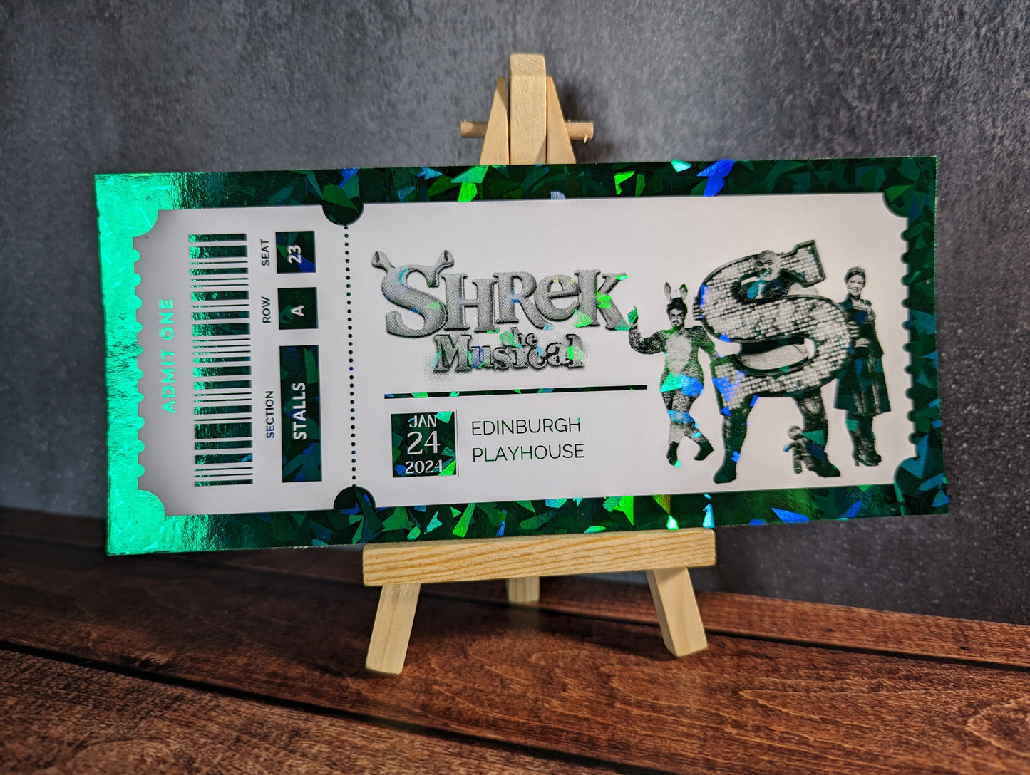 Personalised foil concert ticket - keepsake, gift