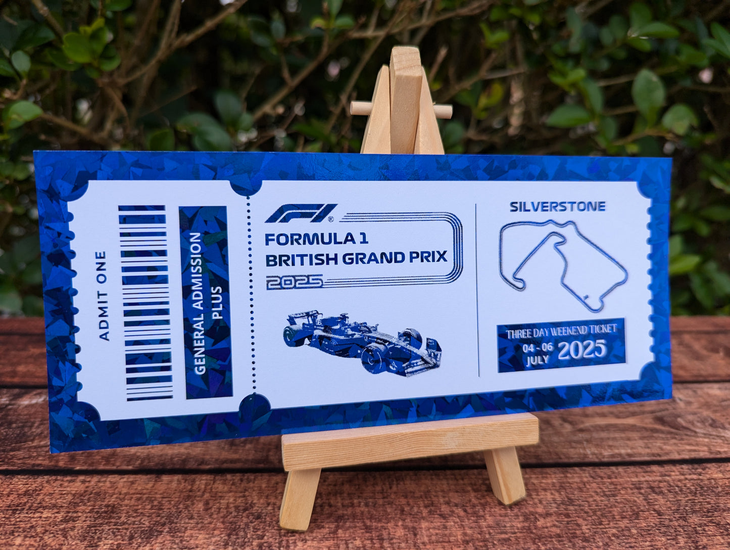 Personalised foil F1 ticket - keepsake, gift