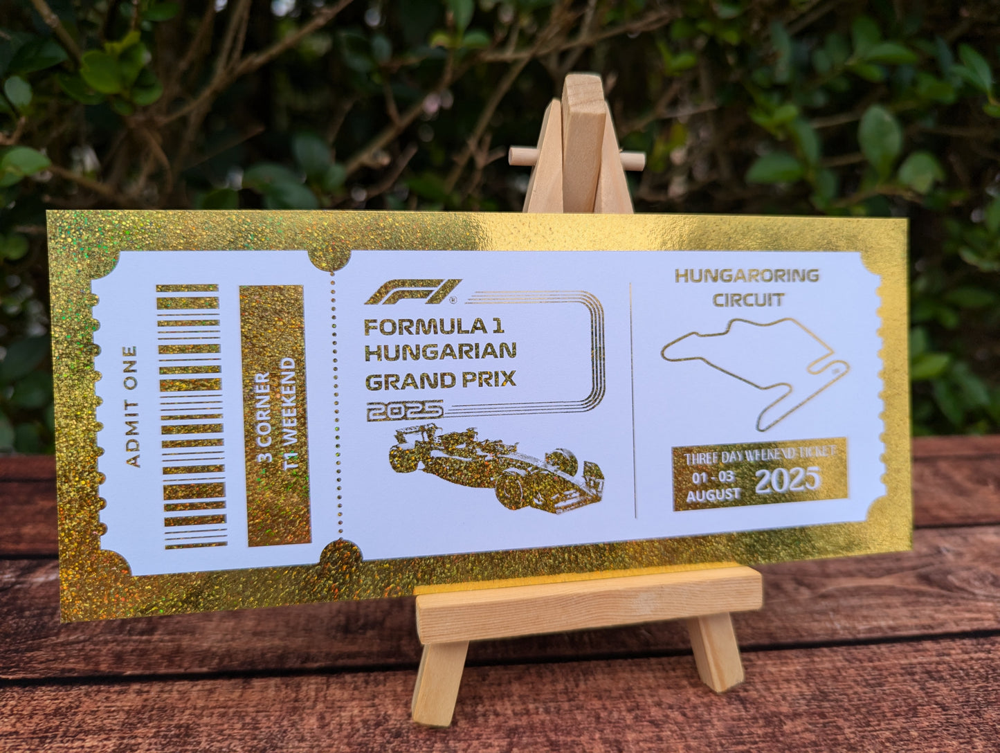 Personalised foil F1 ticket - keepsake, gift