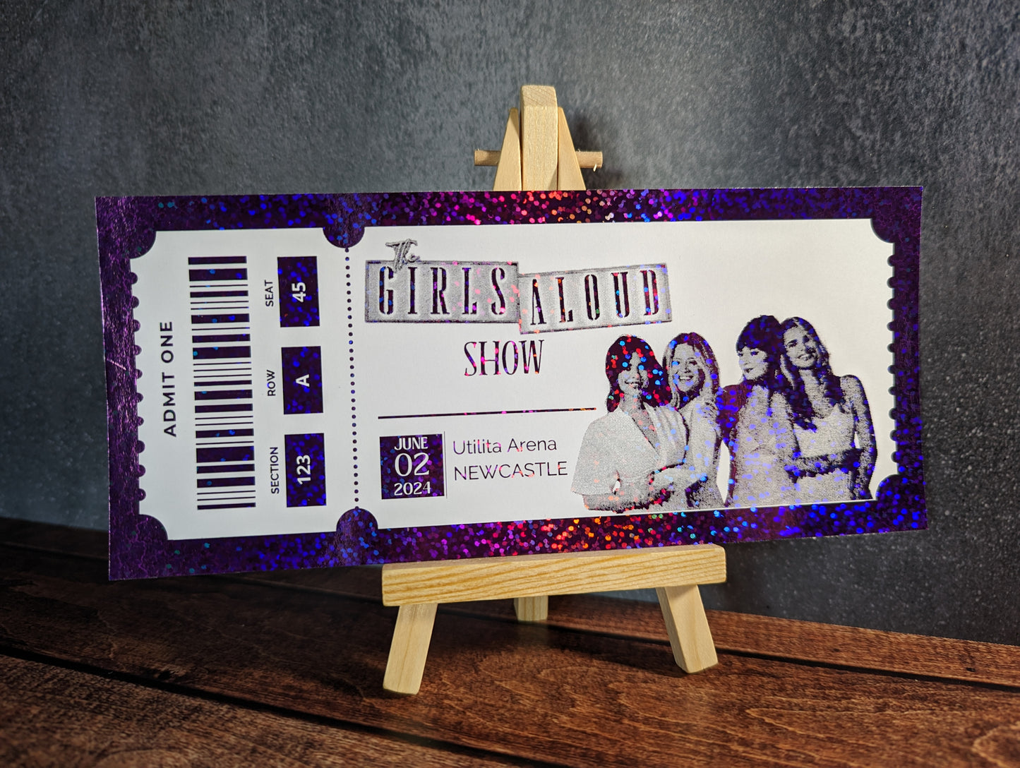 Personalised foil concert ticket - keepsake, gift