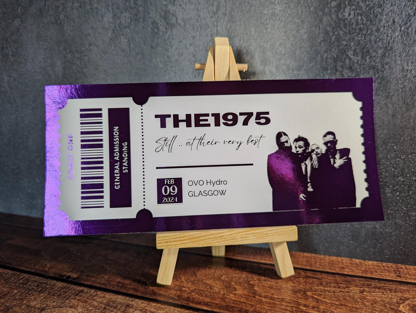 Personalised foil concert ticket - keepsake, gift