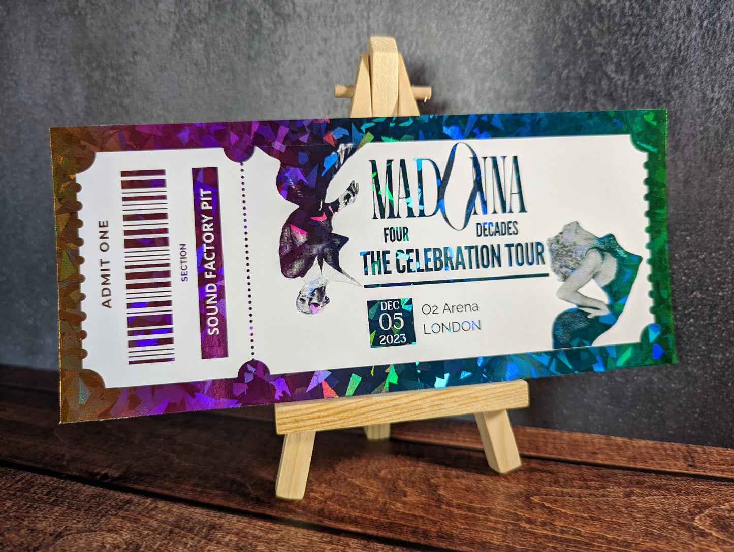 Personalised foil concert ticket - keepsake, gift