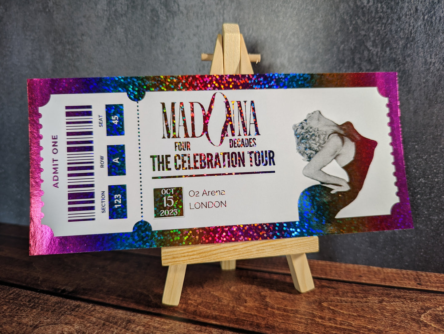 Personalised foil concert ticket - keepsake, gift