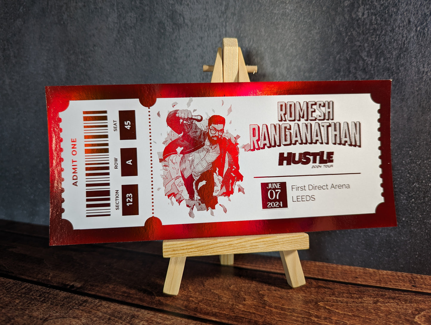 Personalised foil concert ticket - keepsake, gift