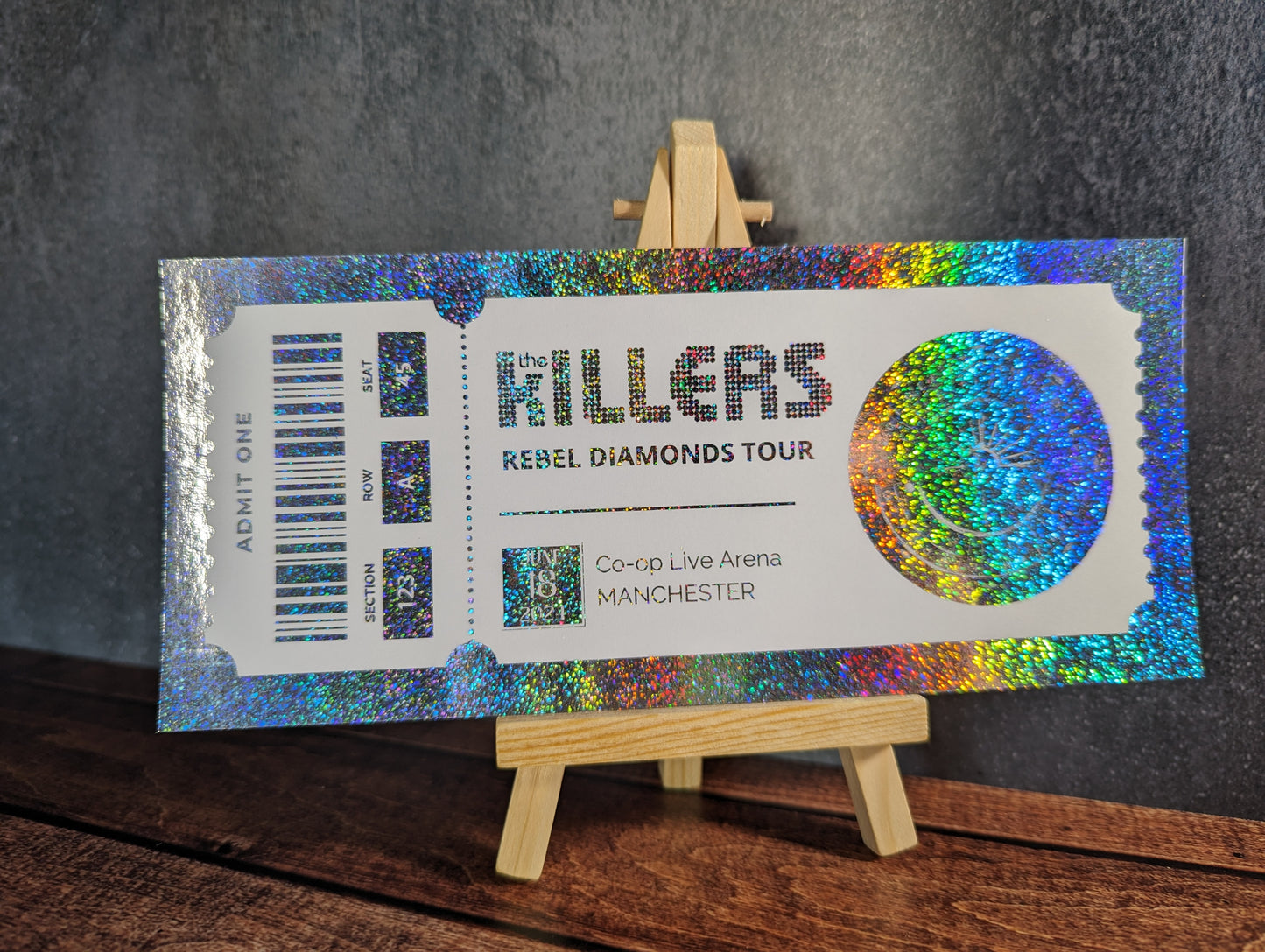 Personalised foil concert ticket - keepsake, gift